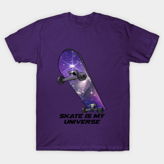 skateboard in the shape of the universe T-Shirt by Alex Drawn